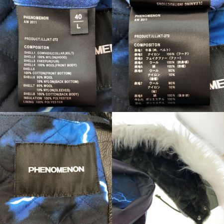  PHENOMENON フェノメノン ライダース風 ミックスジャケット SIZE 40 L AW2011 レッド チェック