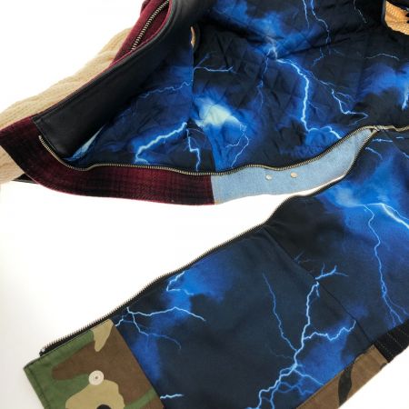  PHENOMENON フェノメノン ライダース風 ミックスジャケット SIZE 40 L AW2011 レッド チェック