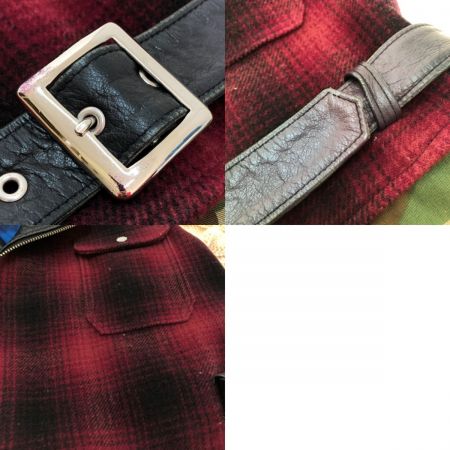  PHENOMENON フェノメノン ライダース風 ミックスジャケット SIZE 40 L AW2011 レッド チェック