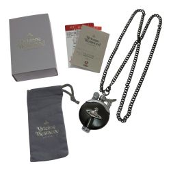 □□ Vivienne Westwood ヴィヴィアン・ウエストウッド メタルORB チェーン付 オイルライター メタルグレー Bランク