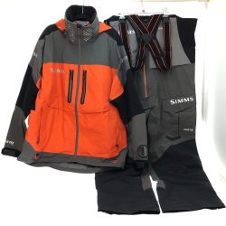 □□ SIMMS GORE-TEX フィッシングジャケット・パンツセット 上下サイズ違い オレンジ×グレー Cランク