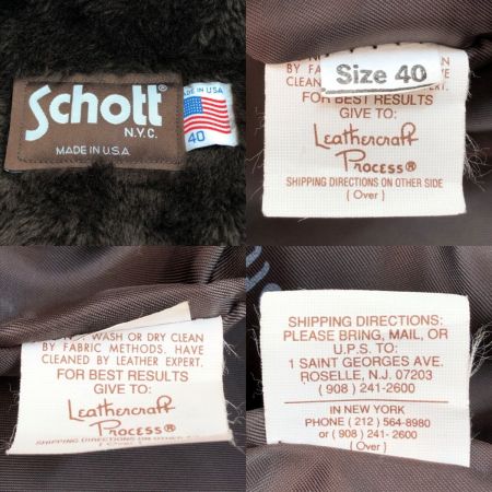  Schott ショット シングルライダースジャケット SIZE 40 ブラウン