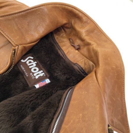  Schott ショット シングルライダースジャケット SIZE 40 ブラウン