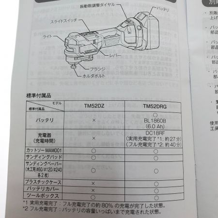  MAKITA マキタ 充電式マルチツール 18V TM52DRG 青