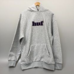 □□ HUF ハフ フーディー プルオーバー パーカー Mサイズ FL00193 ヘザーグレー Aランク