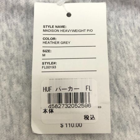  HUF ハフ フーディー プルオーバー パーカー Mサイズ FL00193 ヘザーグレー