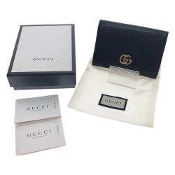 □□ GUCCI グッチ GGマーモント カードケース 名刺入れ 474748 ブラック Bランク