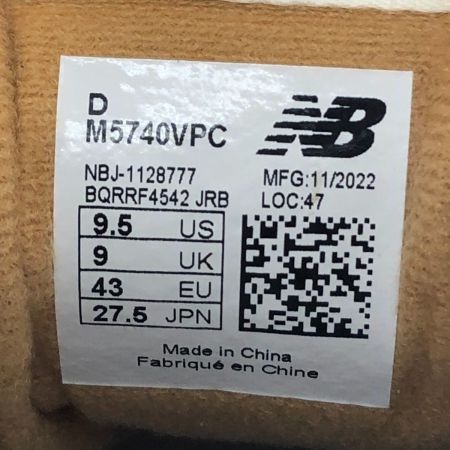  NEW BALANCE ニュー・バランス ローカットスニーカー 27.5cm M5740VPC ブラウン