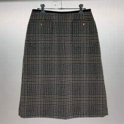 □□ le.coeur blanc ルクールブラン チェックトラペーズスカート SIZE 38 3038044501 ブラック柄 Aランク