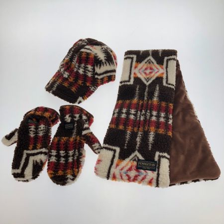  PENDLETON ペンドルトン 帽子 マフラー 手袋 冬物三点セット ブラウン系