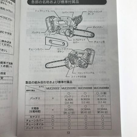  MAKITA マキタ 充電式チェンソー　36ｖ　2.2ah MUC250D グリーン