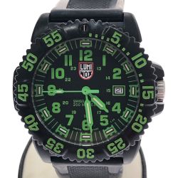 □□ LUMINOX ルミノックス 腕時計 ネイビーシールズ 3050シリーズ クオーツ GGL.L3067 ブラック x グリーン Bランク