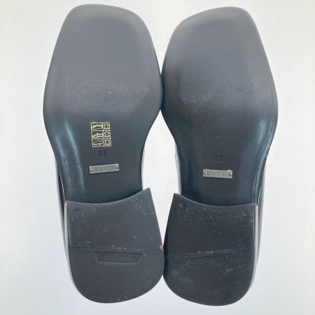  GUCCI グッチ ローファー　ロゴプレート スクエアトゥ　8Ｅ 110 1142  ブラウン