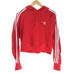 □□ adidas Originals アディダスオリジナルス クロップドパーカーショートフーディ　Ｍサイズ H34614 レッド Cランク