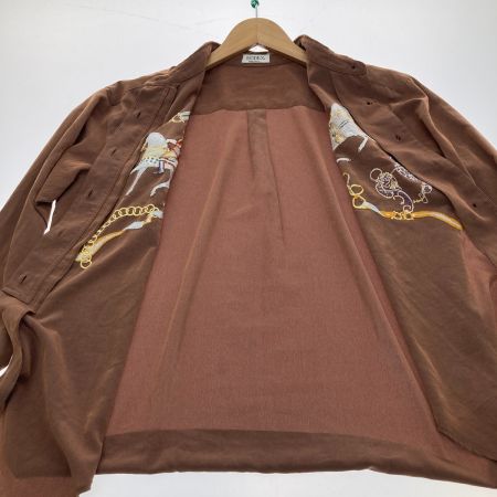  MODEX 東京ブラウス　長袖シャツ　刺繍ホース　LLサイズ 43250301 ブラウン