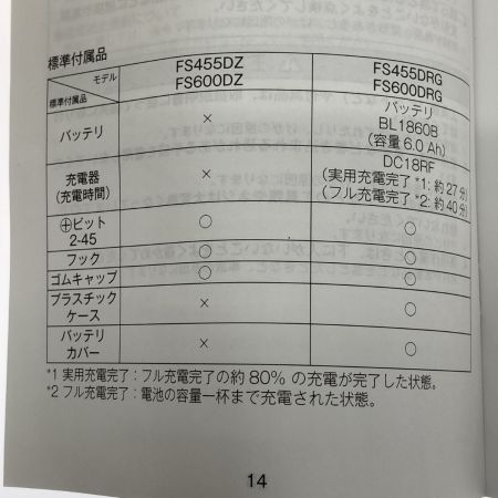  MAKITA マキタ 充電式スクリュードライバ　18Ｖ FS600DZB