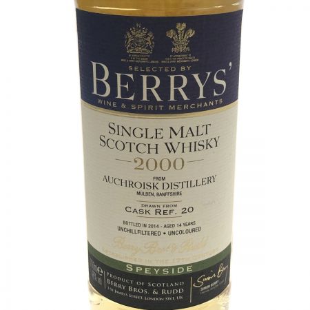  BERRYS` AUCHROISK 2000　シングルモルトスコッチウイスキー　SPEYSIDE 未開栓