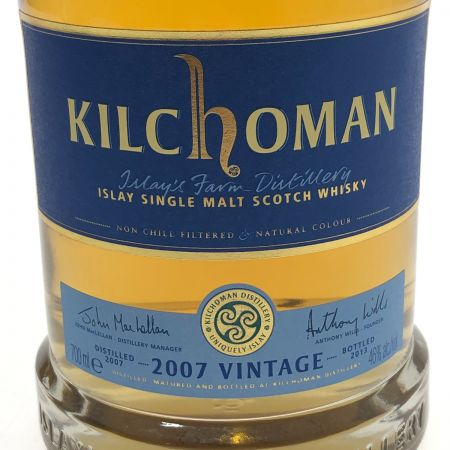  キルホーマン 2007年　アイラ　シングルモルトスコッチウイスキー 未開栓