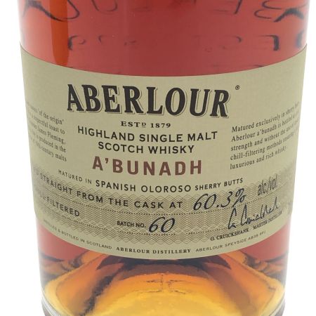  ABERLOUR A`BUNADH A’BUNADH　アブーナ　ハイランドシングルモルトスコッチウイスキー　CASK　バッチ60 未開栓