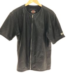 □□ HARLEY-DAVIDSON ハーレーダビッドソン ジャケット 半袖パンチング レザージャケット SIZE LL 3001002 ブラック Cランク
