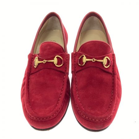  GUCCI グッチ ホース ビット ローファー スエード レザー　37Ｃサイズ 100　255　1 レッド