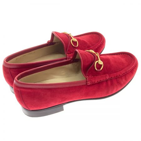  GUCCI グッチ ホース ビット ローファー スエード レザー　37Ｃサイズ 100　255　1 レッド
