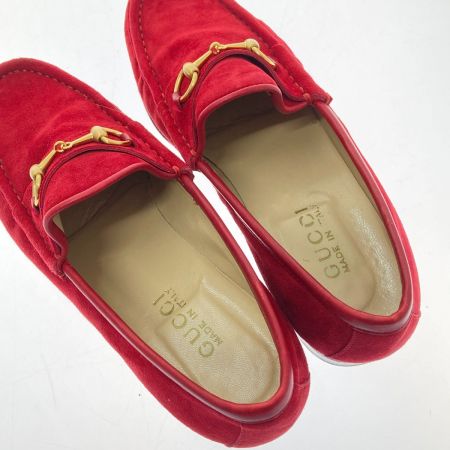  GUCCI グッチ ホース ビット ローファー スエード レザー　37Ｃサイズ 100　255　1 レッド