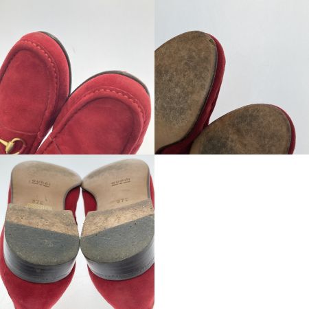  GUCCI グッチ ホース ビット ローファー スエード レザー　37Ｃサイズ 100　255　1 レッド