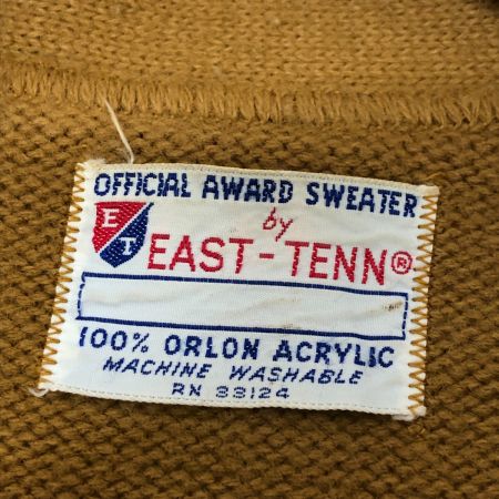  60~70s EAST-TENN カーディガン レタードカーディガン SIZE40 古着 カーキ