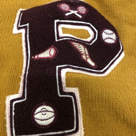  60~70s EAST-TENN カーディガン レタードカーディガン SIZE40 古着 カーキ