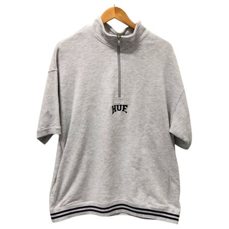  HUF スウェット 半袖ハーフジップスウェット SIZE L 古着 グレー