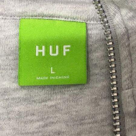  HUF スウェット 半袖ハーフジップスウェット SIZE L 古着 グレー