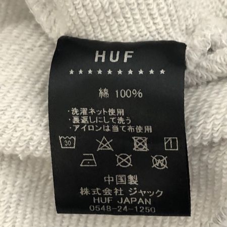  HUF スウェット 半袖ハーフジップスウェット SIZE L 古着 グレー