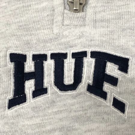  HUF スウェット 半袖ハーフジップスウェット SIZE L 古着 グレー