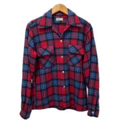 □□ 50s ARROW シャツ 開襟ウールシャツ 古着 SIZE M レッド Cランク