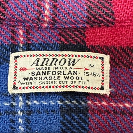  50s ARROW シャツ 開襟ウールシャツ 古着 SIZE M レッド