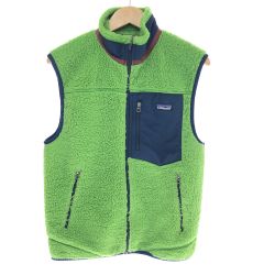 □□ Patagonia パタゴニア ベスト クラシックレトロXフリースベスト SIZE S 51884 黄緑 Cランク