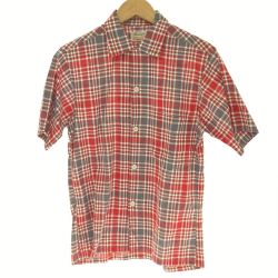 □□ 60s Pennleigh 半袖チェックシャツ　Ｓサイズ レッド 古着 Cランク