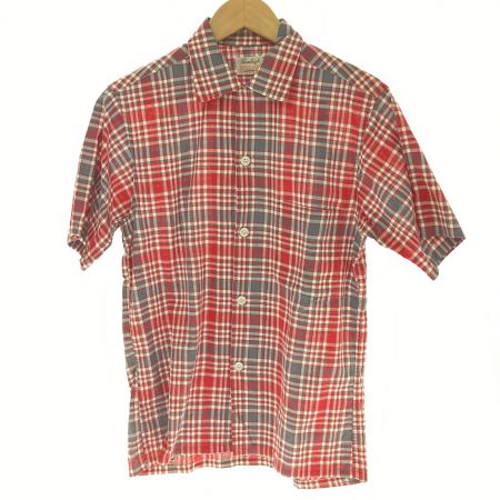  60s Pennleigh 半袖チェックシャツ　Ｓサイズ レッド 古着