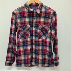 □□ 70s PENDLETON 長袖チェックシャツ　 USA製　Ｍサイズ レッド 古着 Cランク