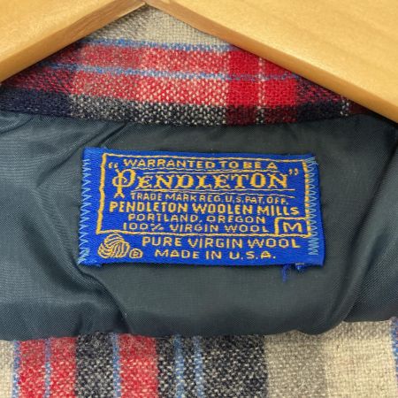 70s PENDLETON 長袖チェックシャツ　 USA製　Ｍサイズ レッド 古着