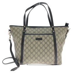 □□ GUCCI グッチ 2WAYショルダーバッグ  トートバッグ GGスプリーム  PVCレザー  388929 ダークブラウン Bランク