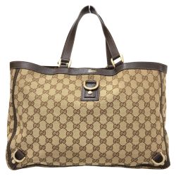 □□ GUCCI グッチ トートバッグ  GGキャンバス アビー キャンバス×レザー 141472 ブラウン Cランク
