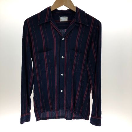  60~70s PENNEYS(TOWNCRAFT) シャツ 開襟シャツ SIZE S Plusタグ 古着 ネイビー x レッド