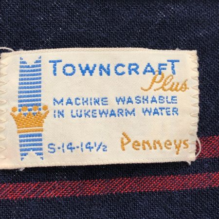  60~70s PENNEYS(TOWNCRAFT) シャツ 開襟シャツ SIZE S Plusタグ 古着 ネイビー x レッド