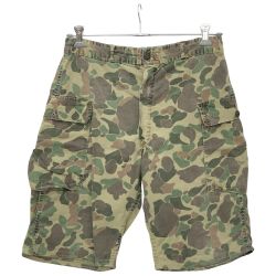 □□ 50~60s Unknown パンツ ハーフカーゴパンツ カモフラージュ 両爪WALDESジッパー グリーン Cランク