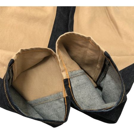  児島ジーンズ パンツ カツラギ デニム バイカラー ドッキング パンツ 32  ベージュ