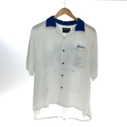 □□ 50~60s King Louie シャツ ボーリングシャツ SIZE L 古着 黒タグ(TEN STRIKE) ホワイト Cランク