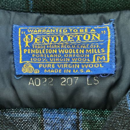  70s PENDLETON シャツ 開襟シャツ SIZE M ウール チェック 古着 ブルー