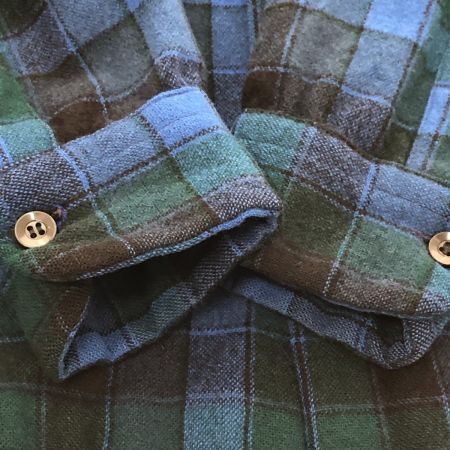  70s PENDLETON シャツ 開襟シャツ SIZE M ウール チェック 古着 ブルー